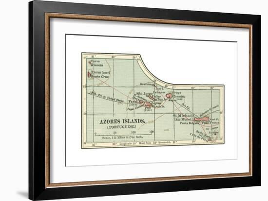 Inset Map of the Azores Islands (Portuguese)-Encyclopaedia Britannica-Framed Giclee Print