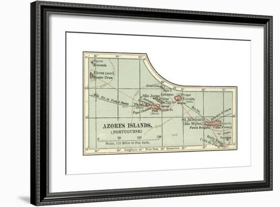 Inset Map of the Azores Islands (Portuguese)-Encyclopaedia Britannica-Framed Giclee Print