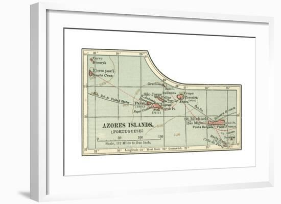 Inset Map of the Azores Islands (Portuguese)-Encyclopaedia Britannica-Framed Giclee Print