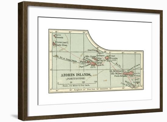 Inset Map of the Azores Islands (Portuguese)-Encyclopaedia Britannica-Framed Giclee Print