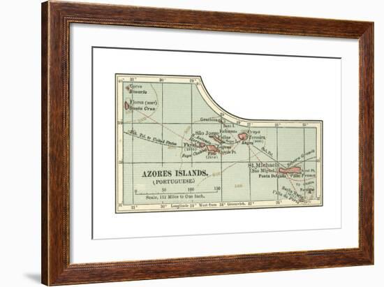 Inset Map of the Azores Islands (Portuguese)-Encyclopaedia Britannica-Framed Giclee Print