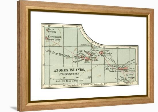 Inset Map of the Azores Islands (Portuguese)-Encyclopaedia Britannica-Framed Premier Image Canvas