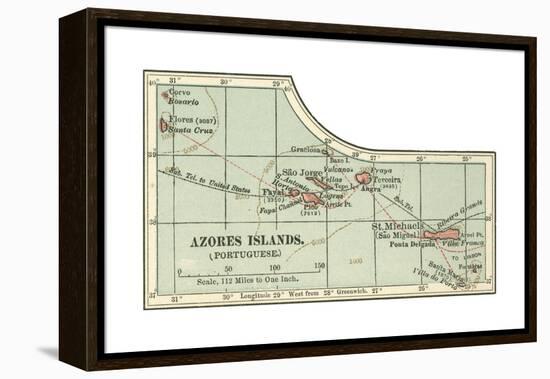 Inset Map of the Azores Islands (Portuguese)-Encyclopaedia Britannica-Framed Premier Image Canvas