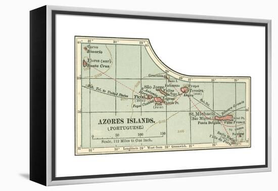 Inset Map of the Azores Islands (Portuguese)-Encyclopaedia Britannica-Framed Premier Image Canvas