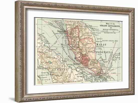 Inset Map of the Straits Settlements of Malay Peninsula; Part of Sumatra. Singapore-Encyclopaedia Britannica-Framed Art Print