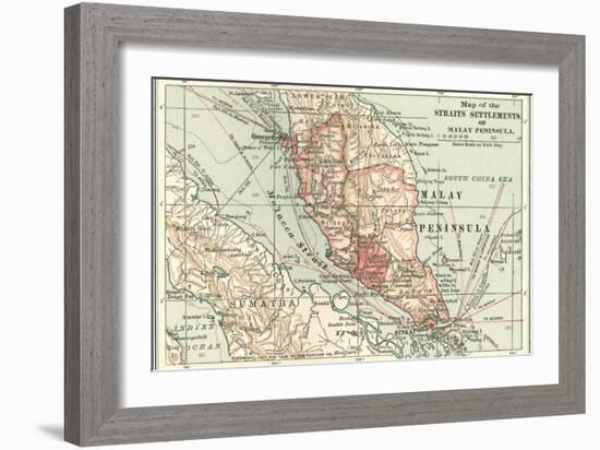 Inset Map of the Straits Settlements of Malay Peninsula; Part of Sumatra. Singapore-Encyclopaedia Britannica-Framed Art Print