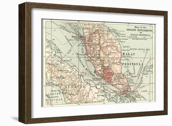 Inset Map of the Straits Settlements of Malay Peninsula; Part of Sumatra. Singapore-Encyclopaedia Britannica-Framed Art Print