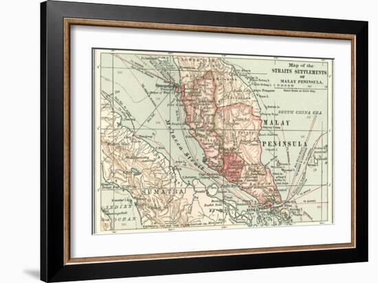 Inset Map of the Straits Settlements of Malay Peninsula; Part of Sumatra. Singapore-Encyclopaedia Britannica-Framed Art Print