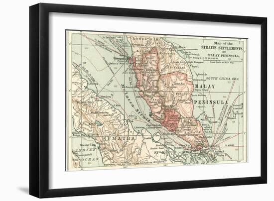 Inset Map of the Straits Settlements of Malay Peninsula; Part of Sumatra. Singapore-Encyclopaedia Britannica-Framed Art Print