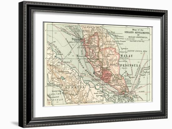 Inset Map of the Straits Settlements of Malay Peninsula; Part of Sumatra. Singapore-Encyclopaedia Britannica-Framed Art Print