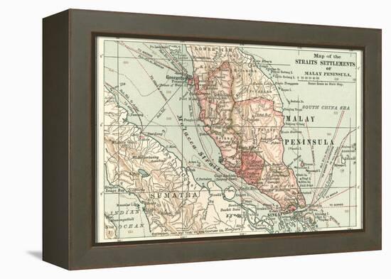 Inset Map of the Straits Settlements of Malay Peninsula; Part of Sumatra. Singapore-Encyclopaedia Britannica-Framed Stretched Canvas