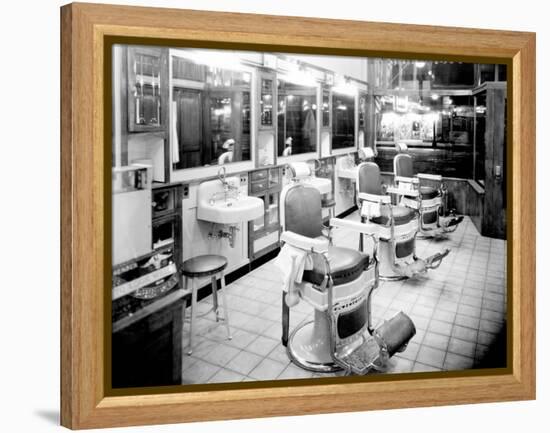 Inside a Barber Shop, 1927-Chapin Bowen-Framed Premier Image Canvas