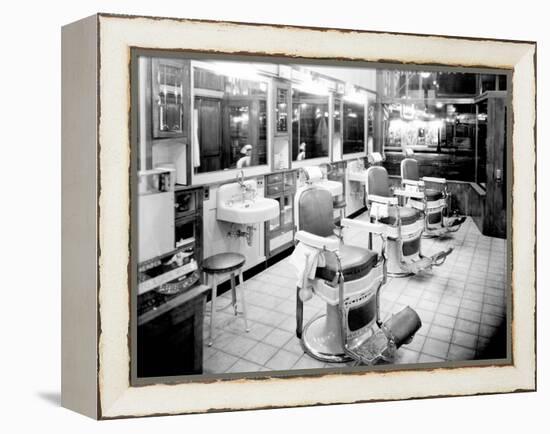 Inside a Barber Shop, 1927-Chapin Bowen-Framed Premier Image Canvas