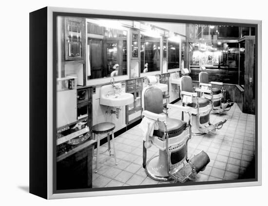 Inside a Barber Shop, 1927-Chapin Bowen-Framed Premier Image Canvas