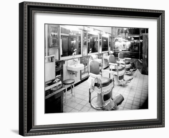 Inside a Barber Shop, 1927-Chapin Bowen-Framed Giclee Print