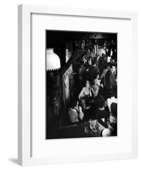Inside a Crowded Pub with Couple Kissing, St. Germain Des Pres-Gjon Mili-Framed Photographic Print