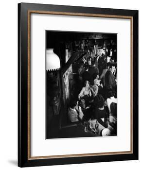 Inside a Crowded Pub with Couple Kissing, St. Germain Des Pres-Gjon Mili-Framed Photographic Print