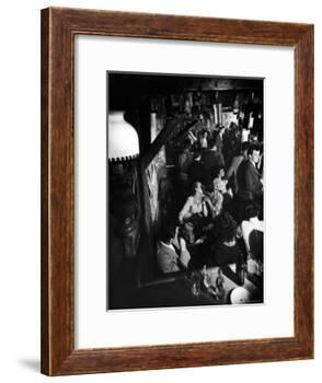 Inside a Crowded Pub with Couple Kissing, St. Germain Des Pres-Gjon Mili-Framed Photographic Print