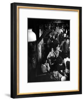 Inside a Crowded Pub with Couple Kissing, St. Germain Des Pres-Gjon Mili-Framed Photographic Print