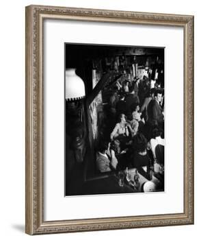 Inside a Crowded Pub with Couple Kissing, St. Germain Des Pres-Gjon Mili-Framed Photographic Print