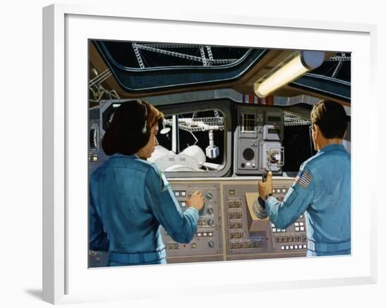 Inside a Futuristic Space Station, C1970S-null-Framed Giclee Print