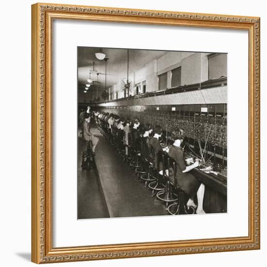 Inside a New York telephone exchange, USA, early 1930s-Unknown-Framed Photographic Print