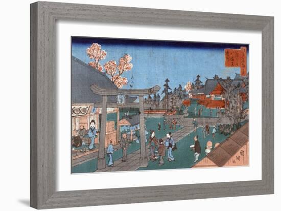 Inside Fukagawa Hachiman Shrine, Japanese Wood-Cut Print-Lantern Press-Framed Art Print