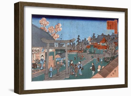 Inside Fukagawa Hachiman Shrine, Japanese Wood-Cut Print-Lantern Press-Framed Art Print