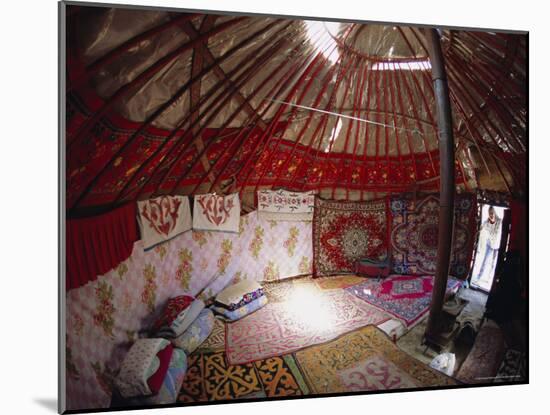 Inside Kazakhs Yurt, Tianchi (Heaven Lake), Tien Shan, Xinjiang Province, China-Anthony Waltham-Mounted Photographic Print