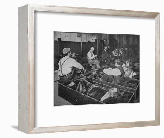 Inside Medland Hall homeless shelter, Ratcliff, London, c1900 (1901)-Unknown-Framed Photographic Print