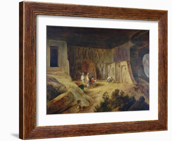 Inside Of Kanaree Cave At Salsette, 1827-Thomas Daniell-Framed Giclee Print