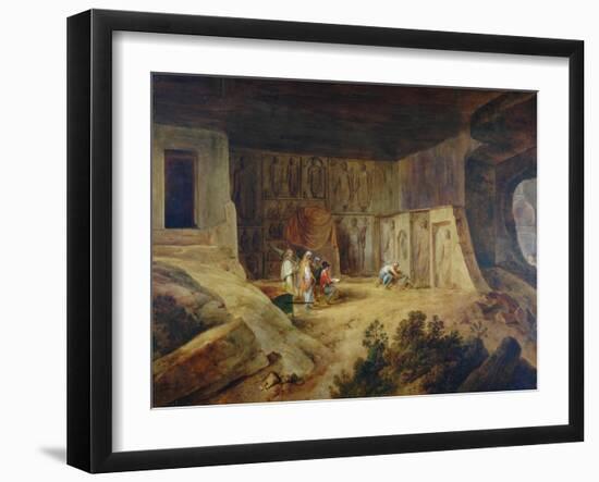 Inside Of Kanaree Cave At Salsette, 1827-Thomas Daniell-Framed Giclee Print