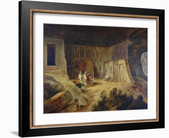 Inside Of Kanaree Cave At Salsette, 1827-Thomas Daniell-Framed Giclee Print