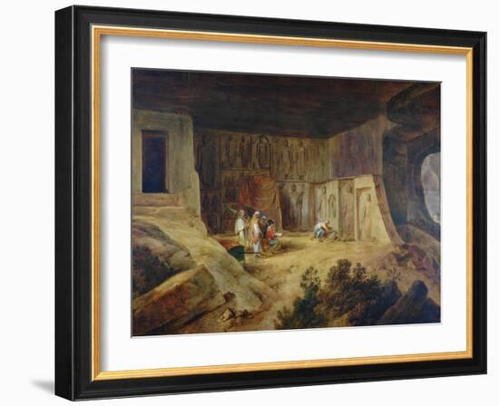 Inside Of Kanaree Cave At Salsette, 1827-Thomas Daniell-Framed Giclee Print