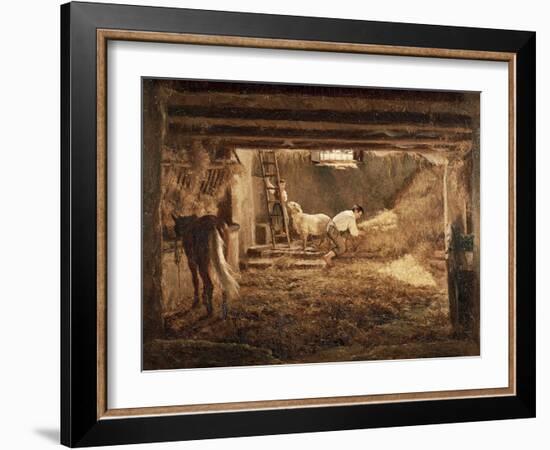 Inside One of the Barns, 1854-Filippo Palizzi-Framed Giclee Print