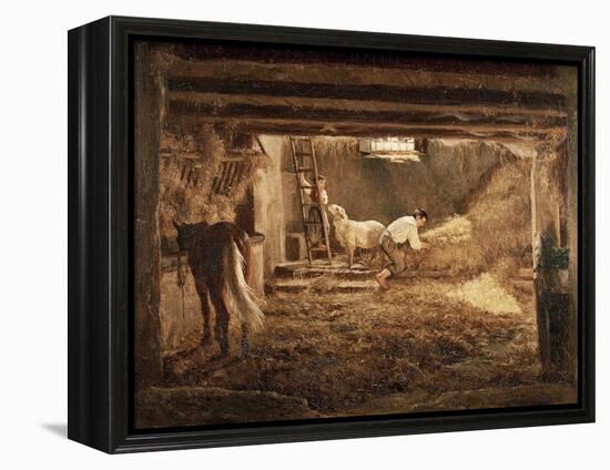 Inside One of the Barns, 1854-Filippo Palizzi-Framed Premier Image Canvas