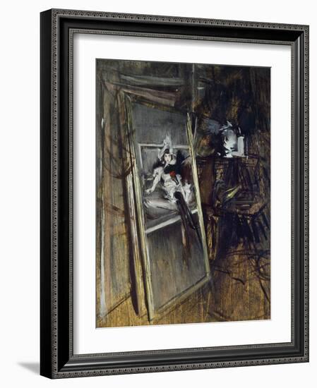 Inside Painter's Studio with Painting Young Girl, Errazuriz-Giovanni Boldini-Framed Giclee Print