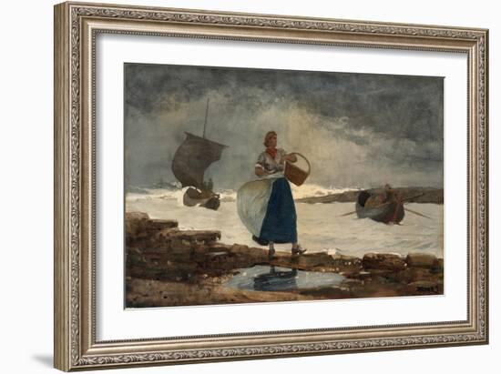 Inside the Bar, 1883 (W/C and Graphite on Paper)-Winslow Homer-Framed Giclee Print