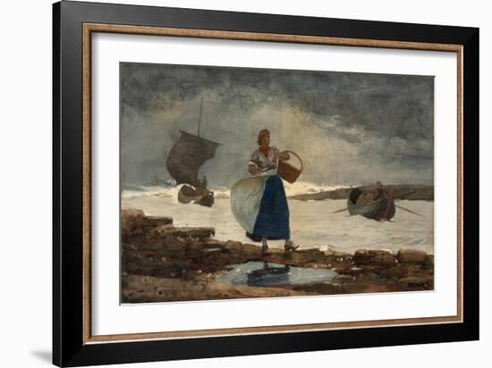 Inside the Bar, 1883 (W/C and Graphite on Paper)-Winslow Homer-Framed Giclee Print