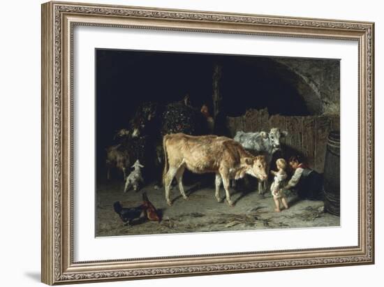 Inside the Barn, 1858-Filippo Palizzi-Framed Giclee Print