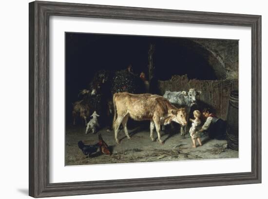 Inside the Barn, 1858-Filippo Palizzi-Framed Giclee Print