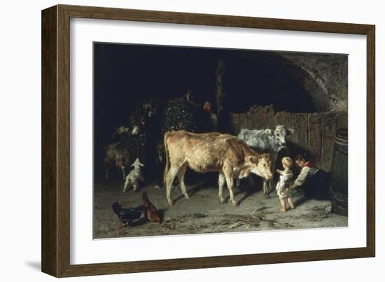 Inside the Barn, 1858-Filippo Palizzi-Framed Giclee Print