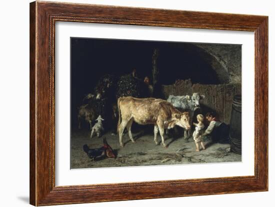 Inside the Barn, 1858-Filippo Palizzi-Framed Giclee Print