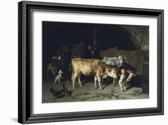 Inside the Barn, 1858-Filippo Palizzi-Framed Giclee Print