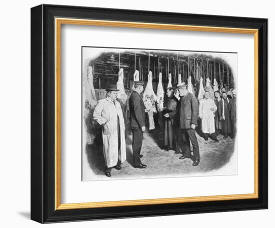 Inspecting meat at Smithfield Market, City of London, c1903 (1903)-Unknown-Framed Photographic Print