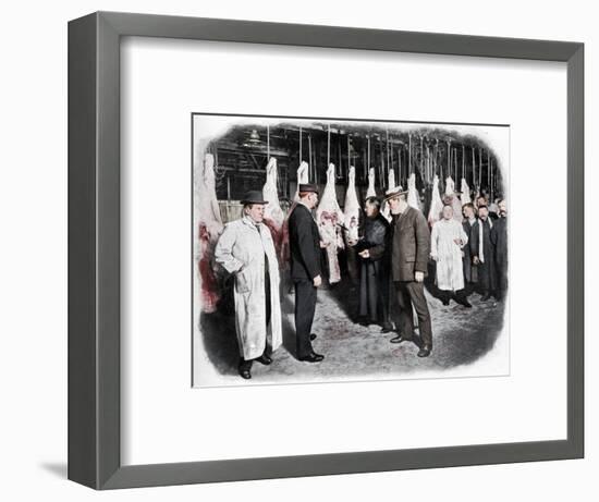 Inspecting meat at Smithfield Market, City of London, c1903 (1903)-Unknown-Framed Photographic Print