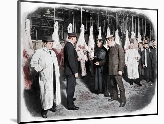 Inspecting meat at Smithfield Market, City of London, c1903 (1903)-Unknown-Mounted Photographic Print