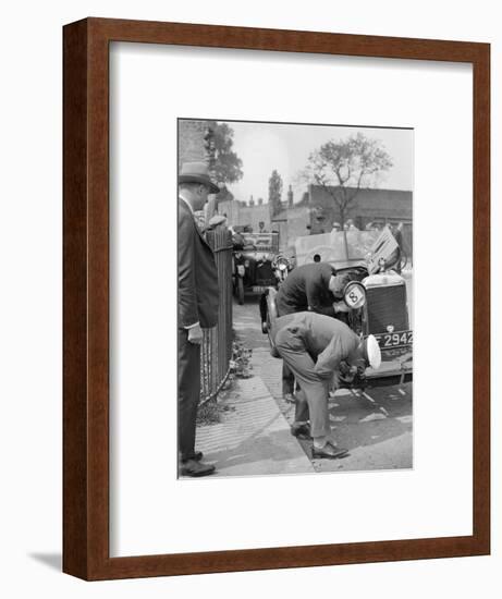 Inspecting the Star car of B Mott-Bill Brunell-Framed Photographic Print