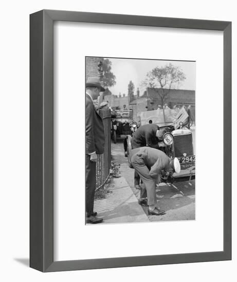 Inspecting the Star car of B Mott-Bill Brunell-Framed Photographic Print