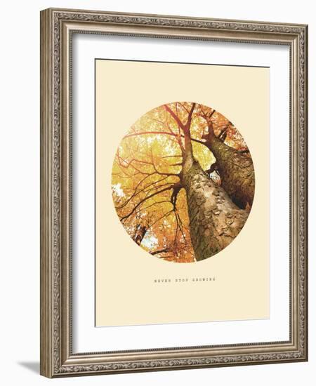 Inspirational Circle Design - Autumn Trees: Never Stop Growing-Subbotina Anna-Framed Art Print